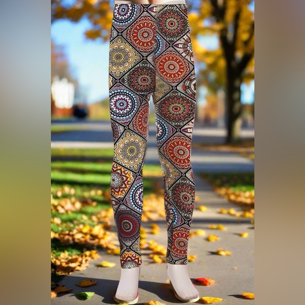 S NEW Girls Fall Mosaic Leggings Yoga Pants, Tights - Picture 2 of 6